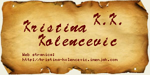 Kristina Kolenčević vizit kartica